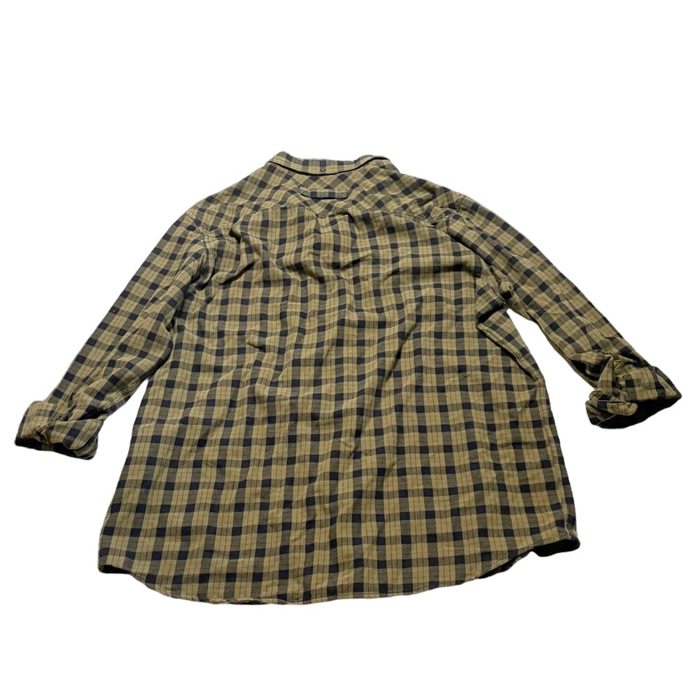 Duluth Trading Co Plaid Button Down Flannel Shirt Size 2XL Tall Green Navy Blue - Picture 2 of 5